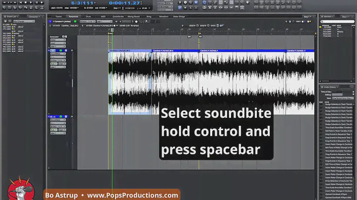 Using Control + Space in MOTU Digital Performer to set playback start.