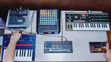 Korg Volca Beats + Microkorg mk1 + Korg Monologue + Roland JU-06A +Akai APC20 session #19
