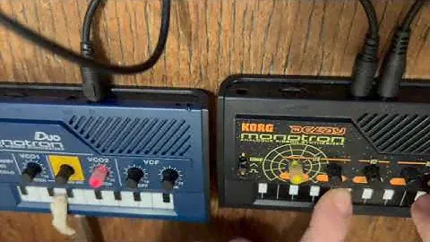 Making noise with 2 Korg Monotrons...