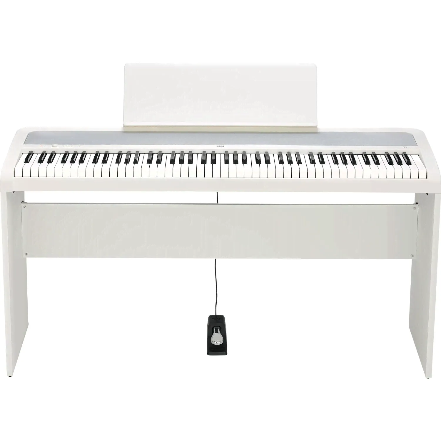 KORG B2-WH цифровое пианино, взвешенная клавиатура, 12 тембров , педаль, адаптер питания в комплекте, цвет белый, полифония 120-0